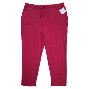 Liz Claiborne Elastic Waist Drawstring Pants Womens XXL Red Pull on Stretch Knit